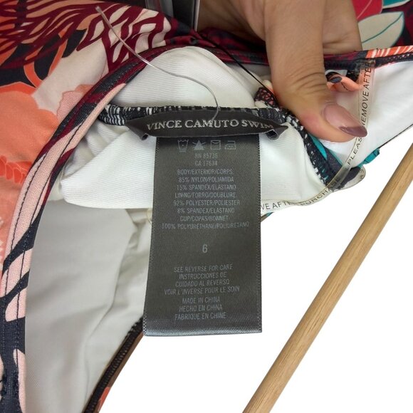 Vince Camuto Multicolor Tropical Floral Ruffle One Piece Swimsuit Size 6 NWT - Picture 7 of 8